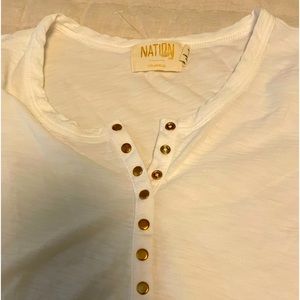 Nation LTD cotton tee with gold buttons (never worn)